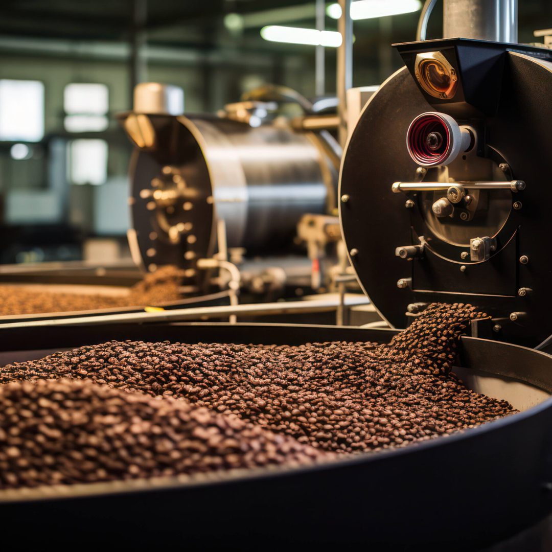 Fresh hot equipment shop aromatic espresso roaster dark industry machine production brown aroma background roast food black preparation beans coffee caffeine traditional background
